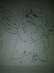 Size: 3120x4160 | Tagged: safe, artist:munstafoal, derpibooru import, oc, alicorn, fluffy pony, pony, alicorn oc, female, fluffy, horn, image, jpeg, mare, solo, traditional art, wings