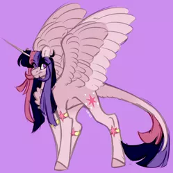 Size: 2544x2552 | Tagged: safe, artist:saltycatt, derpibooru import, twilight sparkle, twilight sparkle (alicorn), alicorn, pony, image, png, purple background, simple background, solo