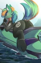 Size: 2054x3111 | Tagged: safe, artist:beardie, derpibooru import, oc, oc:sunny sandbar, unofficial characters only, pony, unicorn, cute, female, image, jet ski, mare, png, solo
