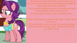 Size: 1920x1080 | Tagged: safe, derpibooru import, edit, edited screencap, editor:jaredking203, screencap, spoiled rich, earth pony, pony, crusaders of the lost mark, facts, female, image, mare, png, solo