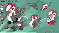 Size: 1920x1080 | Tagged: safe, artist:willoillo, derpibooru import, oc, oc:hera sinclair, unofficial characters only, gryphon, commission, griffon oc, image, jpeg, reference sheet, sierra nevada