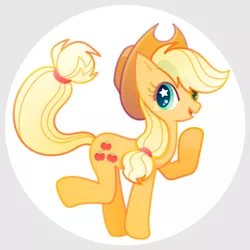 Size: 1200x1200 | Tagged: safe, artist:boon_9, derpibooru import, part of a set, applejack, earth pony, pony, anatomically incorrect, circle background, cute, female, image, incorrect leg anatomy, jackabetes, mare, png, solo, starry eyes, wingding eyes