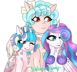 Size: 2000x1852 | Tagged: safe, artist:solomonbunny, derpibooru import, cozy glow, princess flurry heart, oc, oc:hollow snowfall, a better ending for cozy, cozyheart, female, image, lesbian, magical lesbian spawn, offspring, older, older cozy glow, older flurry heart, parent:cozy glow, parent:princess flurry heart, parents:cozyheart, png, shipping, simple background, transparent background