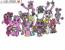 Size: 1280x988 | Tagged: safe, artist:worldofcaitlyn, derpibooru import, pinkie pie, stella lashes, earth pony, pony, 2020, amy rose, angry birds, babs bunny, blossom (powerpuff girls), care bears, cheer bear, crossover, image, jpeg, pink, poppy, princess poppy, rainbow butterfly unicorn kitty, sonic the hedgehog (series), stella, the powerpuff girls, tiny toon adventures, trolls, unikitty, yin yang yo