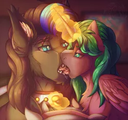 Size: 2138x2000 | Tagged: suggestive, artist:fkk, derpibooru import, oc, alicorn, bat pony, pony, commission, image, kissing, male, png, stallion