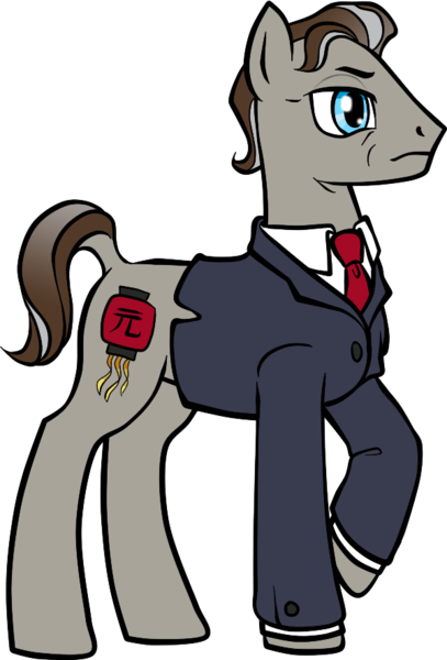 Size: 600x884 | Tagged: safe, anonymous artist, artist:saby, derpibooru import, oc, oc:easy street, unofficial characters only, earth pony, pony, /mlp/ weekly pony collab, 4chan, clothes, graying hair, image, male, mature, necktie, png, raised hoof, shorn fetlocks, simple background, solo, stallion, standing, suit, transparent background