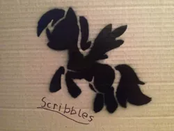 Size: 2828x2121 | Tagged: safe, artist:scarfi5h, derpibooru import, oc, oc:scribbles, pegasus, graffiti, image, jpeg, pegasus oc, photo, solo, stencil, traditional art, wings