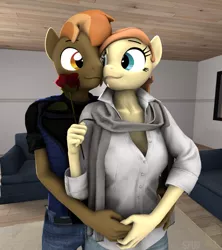 Size: 956x1078 | Tagged: safe, artist:spud, derpibooru import, button mash, oc, oc:cream heart, anthro, 3d, buttoncest, canon x oc, clothes, embrace, female, flower, holding hands, image, imminent kissing, implied buttoncest, implied incest, incest, jpeg, looking at each other, male, milf, mother and child, mother and son, rose, scarf, shipping, source filmmaker, straight, teasing