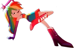 Size: 1958x1285 | Tagged: safe, color edit, derpibooru import, edit, edited screencap, screencap, rainbow dash, eqg summertime shorts, equestria girls, raise this roof, armpits, background removed, beautiful, beautisexy, boots, breakdancing, breasts, clothes, colored, cutie mark, cutie mark on clothes, dancing, devil horn (gesture), dress, faic, fall formal outfits, female, fingerless gloves, gloves, image, light skin edit, looking at you, multicolored hair, png, rainbow dash is best facemaker, rainbow hair, sexy, shoes, simple background, skin color edit, sleeveless, smiling, smiling at you, smirk, smug, smugdash, solo, source in the description, transparent background