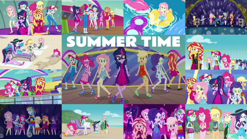 Size: 1974x1112 | Tagged: safe, derpibooru import, edit, edited screencap, editor:quoterific, screencap, applejack, fluttershy, pinkie pie, rainbow dash, rarity, sci-twi, sunset shimmer, twilight sparkle, human, equestria girls, equestria girls series, forgotten friendship, i'm on a yacht, spring breakdown, spoiler:eqg series (season 2), barefoot, beach, cap, clothes, crossed arms, feet, flutterfeet, glasses, hat, humane five, humane seven, humane six, image, looking at you, neon eg logo, open mouth, png, rarity is not amused, sandals, sci-twi is not amused, ship, solo, swimsuit, unamused, wiggling toes
