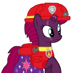 Size: 1087x1080 | Tagged: safe, artist:徐詩珮, derpibooru import, fizzlepop berrytwist, tempest shadow, series:sprglitemplight diary, series:sprglitemplight life jacket days, series:springshadowdrops diary, series:springshadowdrops life jacket days, alternate universe, clothes, female, image, marshall (paw patrol), paw patrol, png, simple background, transparent background