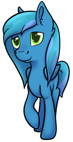 Size: 593x1152 | Tagged: safe, artist:safizejaart, derpibooru import, oc, oc:thinker blue, unofficial characters only, pegasus, image, pegasus oc, png, simple background, smiling, transparent background, two toned mane, two toned tail, wings