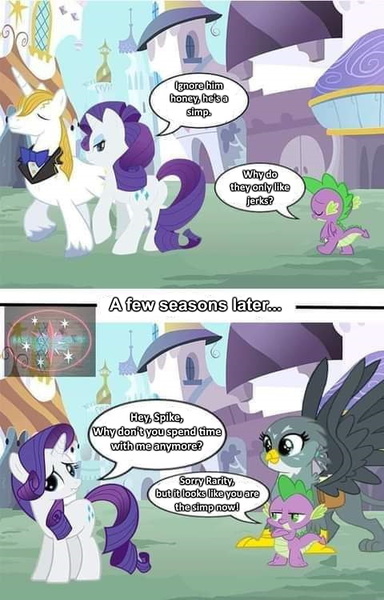 Size: 480x750 | Tagged: safe, derpibooru import, edit, edited screencap, screencap, gabby, prince blueblood, rarity, spike, dragon, gryphon, pony, unicorn, butt, comic, cuckolding, female, image, implied shipping, implied sparity, implied straight, jpeg, male, mare, op is a duck, plot, rariblood, shipping, spabby, stallion, straight, text, translation