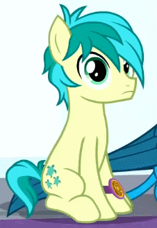 Size: 226x329 | Tagged: safe, derpibooru import, screencap, gallus, sandbar, earth pony, gryphon, pony, a matter of principals, animated, blinking, cropped, cute, gif, image, male, sandabetes, solo focus