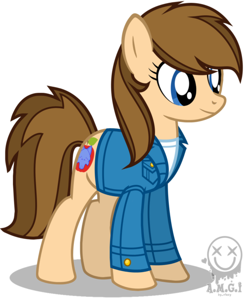 Size: 847x1030 | Tagged: safe, artist:amgiwolf, derpibooru import, oc, oc:applewolf, unofficial characters only, earth pony, pony, clothes, earth pony oc, eyelashes, female, image, mare, png, rule 63, simple background, smiling, solo, transparent background