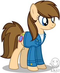 Size: 847x1030 | Tagged: safe, artist:amgiwolf, derpibooru import, oc, oc:applewolf, unofficial characters only, earth pony, pony, clothes, earth pony oc, eyelashes, female, image, mare, png, rule 63, simple background, smiling, solo, transparent background