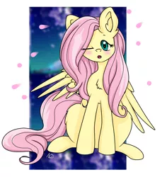 Size: 2849x3012 | Tagged: safe, artist:nightydream, derpibooru import, fluttershy, pony, blushing, image, one eye closed, png, solo