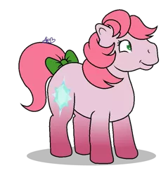 Size: 717x751 | Tagged: safe, artist:muhammad yunus, derpibooru import, earth pony, pony, aelita schaeffer, bow, code lyoko, female, g1, g1 to g4, generation leap, image, mare, png, simple background, smiling, solo, tail bow, transparent background