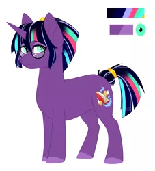 Size: 1419x1561 | Tagged: safe, artist:silentwolf-oficial, derpibooru import, oc, oc:nova, unofficial characters only, pony, unicorn, colored hooves, female, glasses, horn, image, magical lesbian spawn, mare, offspring, parent:tempest shadow, parent:twilight sparkle, parents:tempestlight, png, reference sheet, simple background, solo, story included, tail wrap, unicorn oc, white background