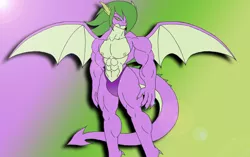 Size: 1280x805 | Tagged: suggestive, artist:gh0stzr01, derpibooru import, spike, anthro, dragon, abs, bedroom eyes, belly button, biceps, clothes, digital art, dragon wings, image, jpeg, looking at you, male, male nipples, muscles, nipples, nudity, one eye closed, pecs, simple background, speedo, spread wings, tail, thighs, wings