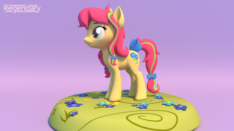 Size: 1920x1080 | Tagged: safe, artist:regendary, derpibooru import, oc, oc:linseed, earth pony, pony, 3d, bow, female, image, mare, png, solo, tail bow