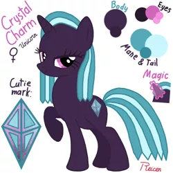 Size: 1080x1080 | Tagged: safe, artist:reicen, derpibooru import, oc, oc:crystal charm, unofficial characters only, pony, unicorn, female, image, mare, png, reference sheet, simple background, solo, white background