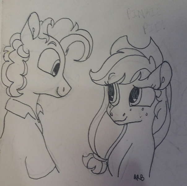 Size: 1280x1271 | Tagged: safe, artist:doodletheexpoodle, derpibooru import, applejack, cheese sandwich, earth pony, pony, cheesejack, female, image, jpeg, male, pencil drawing, shipping, straight, traditional art