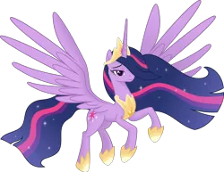 Size: 6000x4641 | Tagged: safe, artist:negatif22, derpibooru import, princess twilight 2.0, twilight sparkle, twilight sparkle (alicorn), alicorn, pony, the last problem, .svg available, absurd resolution, female, flying, image, lidded eyes, looking at you, mare, movie accurate, older, older twilight, png, simple background, solo, spread wings, transparent background, vector, wings