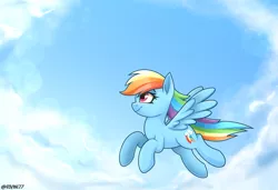 Size: 3800x2600 | Tagged: safe, artist:rivin177, derpibooru import, rainbow dash, pegasus, pony, cloud, female, flying, high res, image, mare, png, profile, sky, solo, spread wings, wings