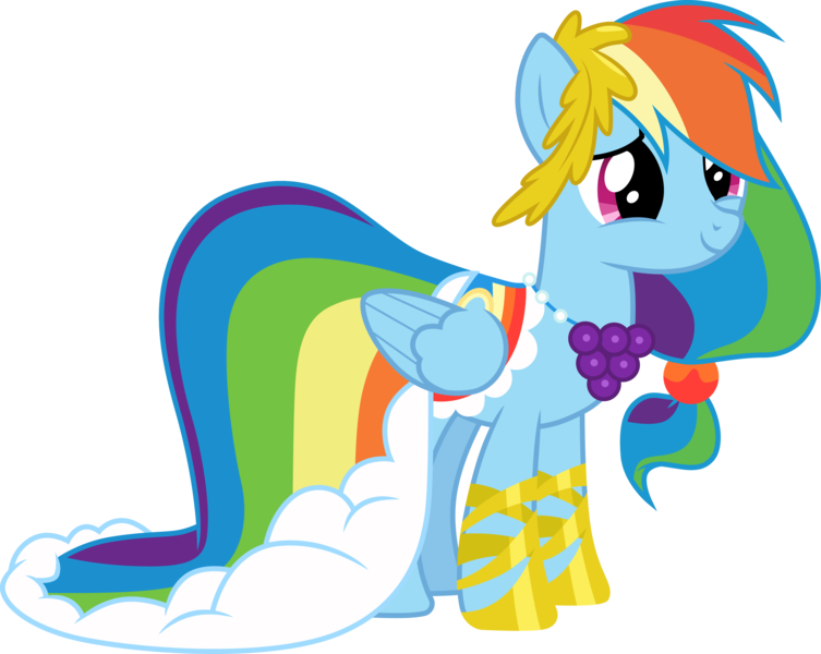 Size: 3767x3000 | Tagged: safe, artist:cloudyglow, derpibooru import, rainbow dash, pegasus, pony, the best night ever, .ai available, alternate hairstyle, clothes, cute, dashabetes, dress, female, gala dress, grand galloping gala, high res, image, mare, png, rainbow dash always dresses in style, simple background, smiling, solo, transparent background, vector