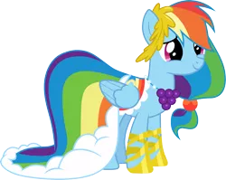Size: 3767x3000 | Tagged: safe, artist:cloudyglow, derpibooru import, rainbow dash, pegasus, pony, the best night ever, .ai available, alternate hairstyle, clothes, cute, dashabetes, dress, female, gala dress, grand galloping gala, high res, image, mare, png, rainbow dash always dresses in style, simple background, smiling, solo, transparent background, vector