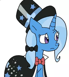 Size: 750x832 | Tagged: safe, artist:cmara, derpibooru import, trixie, pony, unicorn, bowtie, cape, clothes, dignified wear, dress, female, gala dress, hat, image, mare, png, simple background, solo, top hat, unsure, white background