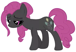 Size: 819x563 | Tagged: safe, artist:pagiepoppie12345, derpibooru import, pinkie pie, earth pony, pony, .exe, 1000 hours in ms paint, dead, female, image, looking down, png, sad, sadness, simple background, solo, transparent background, vector, walking, zalgo