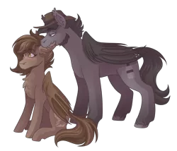 Size: 3500x3000 | Tagged: safe, artist:kikirdcz, derpibooru import, oc, oc:dusty trails, oc:onyx weatherfield, unofficial characters only, bat pony, pony, biting, ear bite, female, hat, image, male, mare, png, simple background, stallion, transparent background