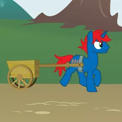 Size: 900x900 | Tagged: safe, artist:ry-bluepony1, derpibooru import, oc, oc:train track, unicorn, base used, cart, image, pathway, png, show accurate, tree, walking