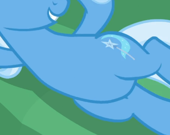 Size: 585x466 | Tagged: safe, derpibooru import, screencap, trixie, pony, unicorn, road to friendship, belly, cropped, female, image, lying down, pictures of bellies, png, side, smiling, solo