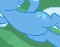 Size: 585x466 | Tagged: safe, derpibooru import, screencap, trixie, pony, unicorn, road to friendship, belly, cropped, female, image, lying down, pictures of bellies, png, side, smiling, solo
