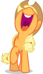 Size: 1858x3227 | Tagged: safe, artist:luckreza8, derpibooru import, applejack, earth pony, pony, crusaders of the lost mark, .svg available, image, nose in the air, open mouth, png, raised hoof, simple background, singing, solo, transparent background, uvula, vector, volumetric mouth, we'll make our mark