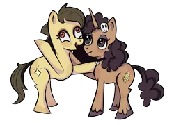 Size: 1671x1200 | Tagged: safe, artist:camaleao, derpibooru import, oc, earth pony, pony, unicorn, derpibooru community collaboration, 2021 community collab, derp, goth, image, png, simple background, transparent background