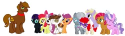 Size: 1400x401 | Tagged: safe, artist:askbenmare, derpibooru import, apple bloom, babs seed, diamond tiara, dinky hooves, pipsqueak, scootaloo, silver spoon, sweetie belle, twist, oc, oc:ben mare, oc:nyx, alicorn, earth pony, pegasus, pony, unicorn, cutie mark crusaders, image, png, simple background, the legend of zelda, white background