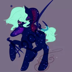 Size: 838x838 | Tagged: safe, artist:nel_liddell, derpibooru import, oc, unofficial characters only, earth pony, pony, earth pony oc, ethereal mane, galaxy mane, heterochromia, image, jpeg, raised hoof, signature, solo, starry hair