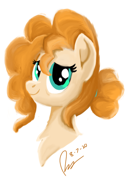 Size: 3763x5430 | Tagged: safe, artist:raphaeldavid, derpibooru import, pear butter, earth pony, pony, bust, cute, image, pearabetes, png, smiling, solo