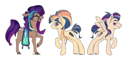 Size: 1024x483 | Tagged: safe, artist:paisleyperson, derpibooru import, oc, oc:badia, oc:foster sheath, oc:glistening dagger, pegasus, pony, saddle arabian, unicorn, female, image, male, mare, offspring, parent:flash sentry, parent:twilight sparkle, parents:flashlight, png, simple background, stallion, transparent background