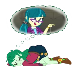 Size: 3000x3000 | Tagged: safe, artist:gmaplay, derpibooru import, juniper montage, wallflower blush, equestria girls, dream bubble, eyes closed, female, glasses, image, juniblush, lesbian, png, shipping, simple background, sleeping, transparent background