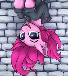 Size: 2250x2500 | Tagged: safe, artist:lakunae, derpibooru import, pinkie pie, pony, australian, clothes, female, image, inverted, jacket, mare, png, upside down