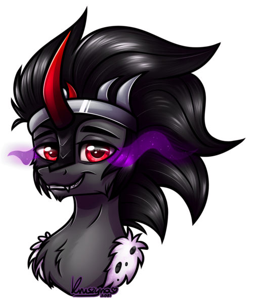 Size: 1620x1891 | Tagged: safe, artist:kruszyna25, derpibooru import, king sombra, pony, unicorn, bust, crown, fangs, horn, image, jewelry, king, looking at you, male, png, regalia, solo, sombra eyes, stallion