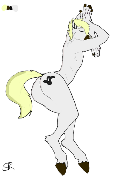 Size: 650x969 | Tagged: suggestive, artist:rexwind, artist:slingring, derpibooru import, edit, oc, unofficial characters only, anthro, earth pony, unguligrade anthro, ass, butt, eyes closed, femboy, image, male, png, simple background, solo, solo male, trace