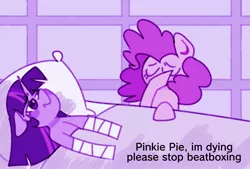 Size: 1598x1080 | Tagged: safe, artist:opossum-stuff, derpibooru import, pinkie pie, twilight sparkle, pony, bandage, beatboxing, bed, duo, floppy ears, hospital bed, image, jpeg, meme, ponified meme, wikihow