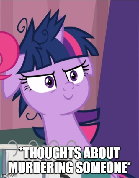 Size: 500x637 | Tagged: semi-grimdark, derpibooru import, edit, edited screencap, editor:twi clown, screencap, twilight sparkle, twilight sparkle (alicorn), alicorn, pony, a trivial pursuit, caption, cropped, evil grin, female, floppy ears, grin, image, image macro, jpeg, mare, messy mane, smiling, solo, text, twilight snapple