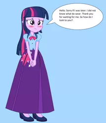 Size: 1280x1488 | Tagged: safe, artist:starman1999, derpibooru import, twilight sparkle, equestria girls, clothes, female, image, jpeg, long skirt, skirt, solo